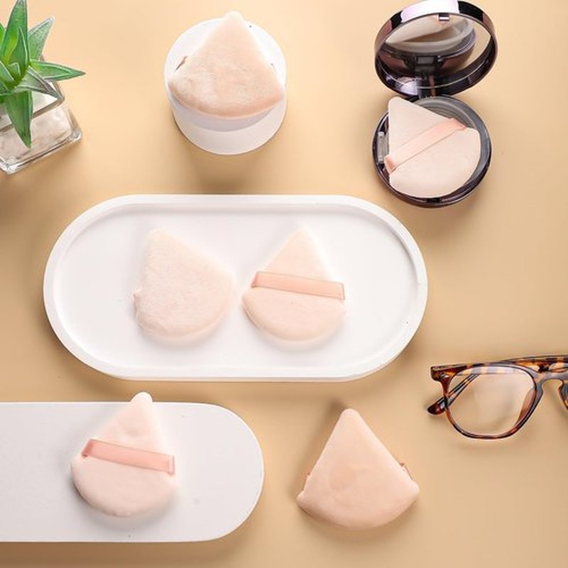 Pimoys 6 Pieces Powder Puff Triangle Makeup Powder Puffs for Face Powder Setting Powder Cosmetic Foundation Blending Sponge Beauty Makeup Tool, Beige