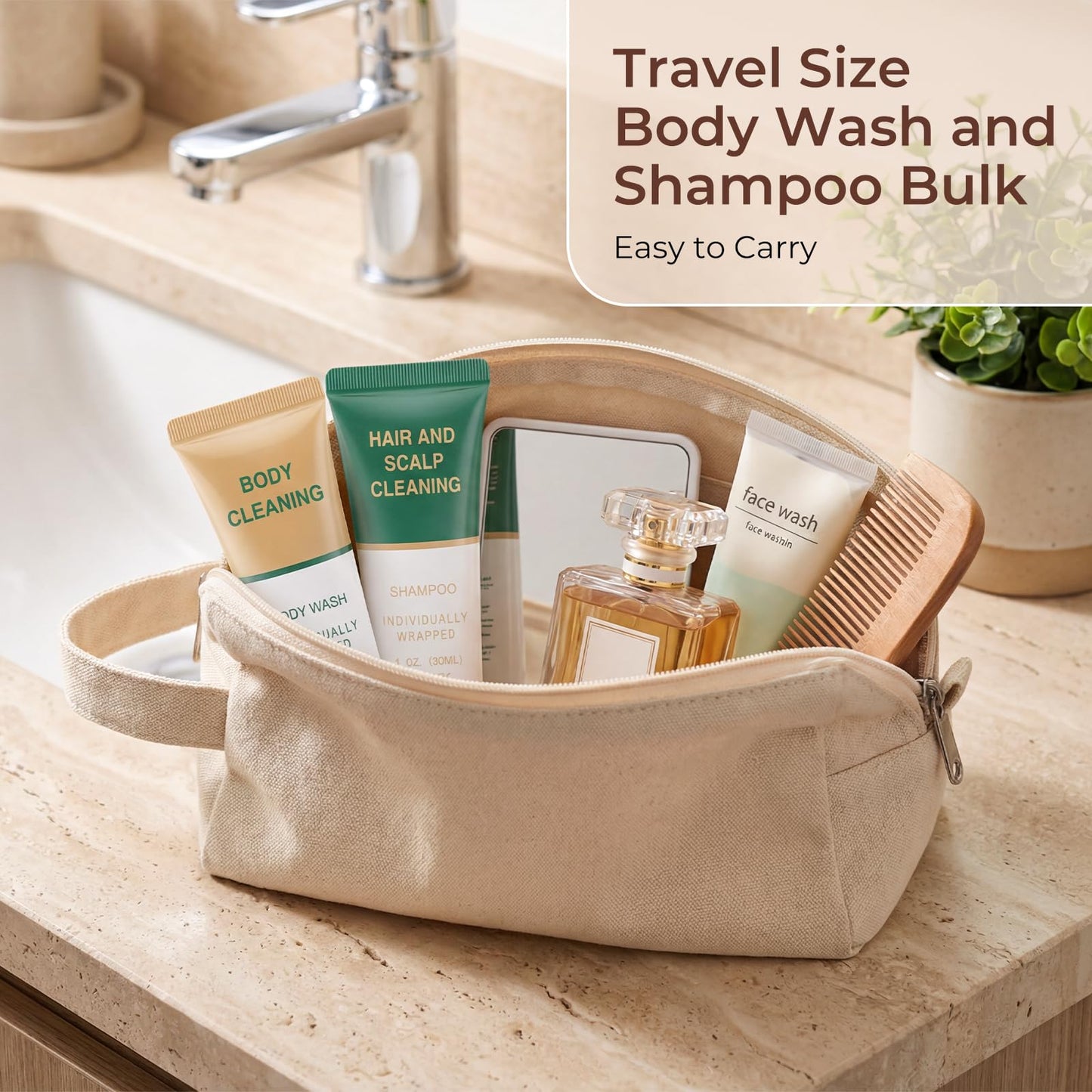 Zhjianup Shampoo and Body Wash Bulk,Travel Size Individually Wrapped Hotel Mini Shower Gel and Shampoo Small Cleansing Toiletries Amenities Men Women for Hotel/Vacation/Homeless 1 Fl Oz (Pack of 100)