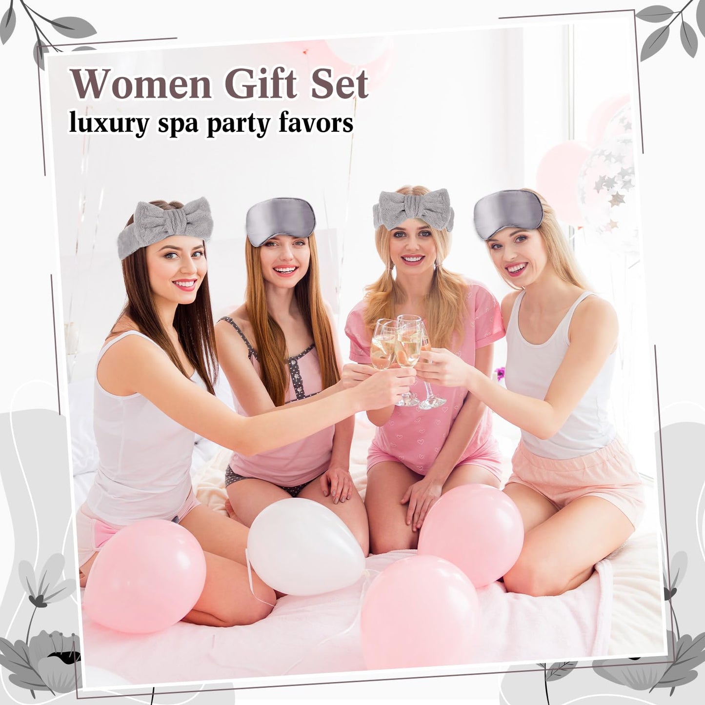Rivvlive 6 Set Spa Gifts Bulk for Women, Sleepover Party Favors Supplies for Bridesmaid Bridal Shower Wedding Guests Baby Shower Birthday Gift with Towels Socks Hair Tie Clip Eye Masks(Light Brown)