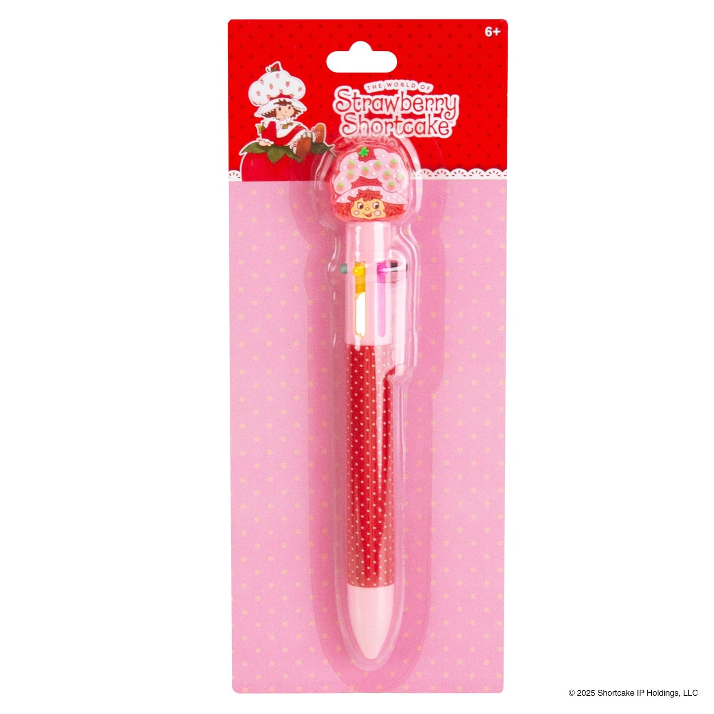 Strawberry Shortcake™ Multi-Click Pen, 6-Color Retractable Ballpoint with Strawberry Shortcake Topper – Cute Stationery Gift for Kids Ages 6 and Up