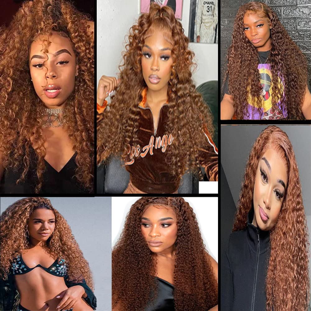 Brown Bundles Human Hair Color 30 Bundles Brown Human Hair Kinky Curly Bundles Real Unprocessed Human Hair 3 Bundles For Women Brown Kinky Curly Bundles Wet And Wavy Weave Bundles 10 10 10 inch