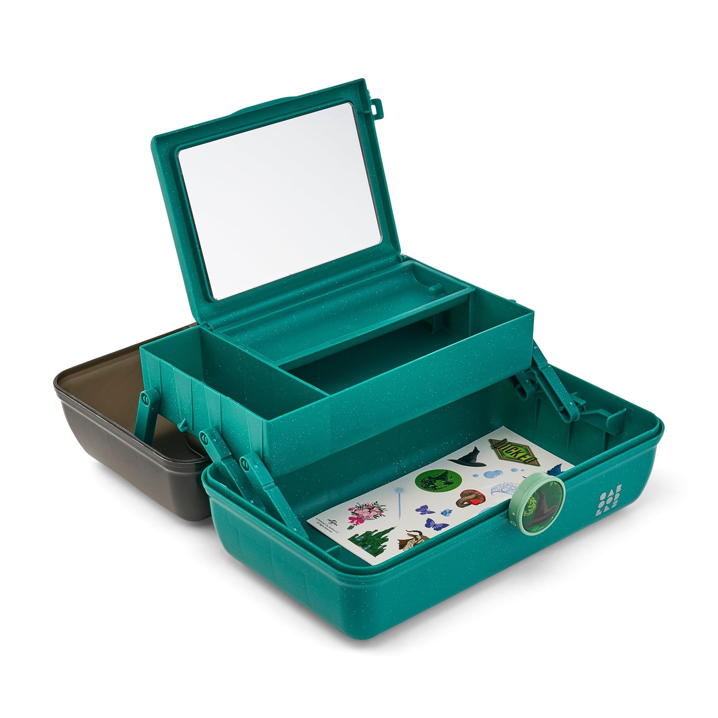 Caboodles On-The-Go Girl Makeup Box, Wicked: For Good Elphaba Essence Limited Edition, Hard Plastic Makeup Organizer Box, Built-In Mirror, Secure Latch, Includes a Wicked-Themed Sticker Sheet