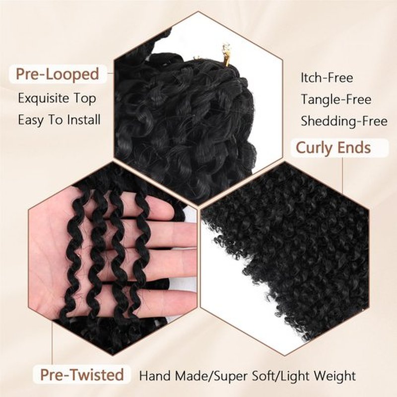 MODERN QUEEN 8 Inch Short Passion Twist Crochet Hair - 9 Bundles Marlybob Kinky Curly Crochet Hair for Black Women and Kids - Water Wave Crochet Braids