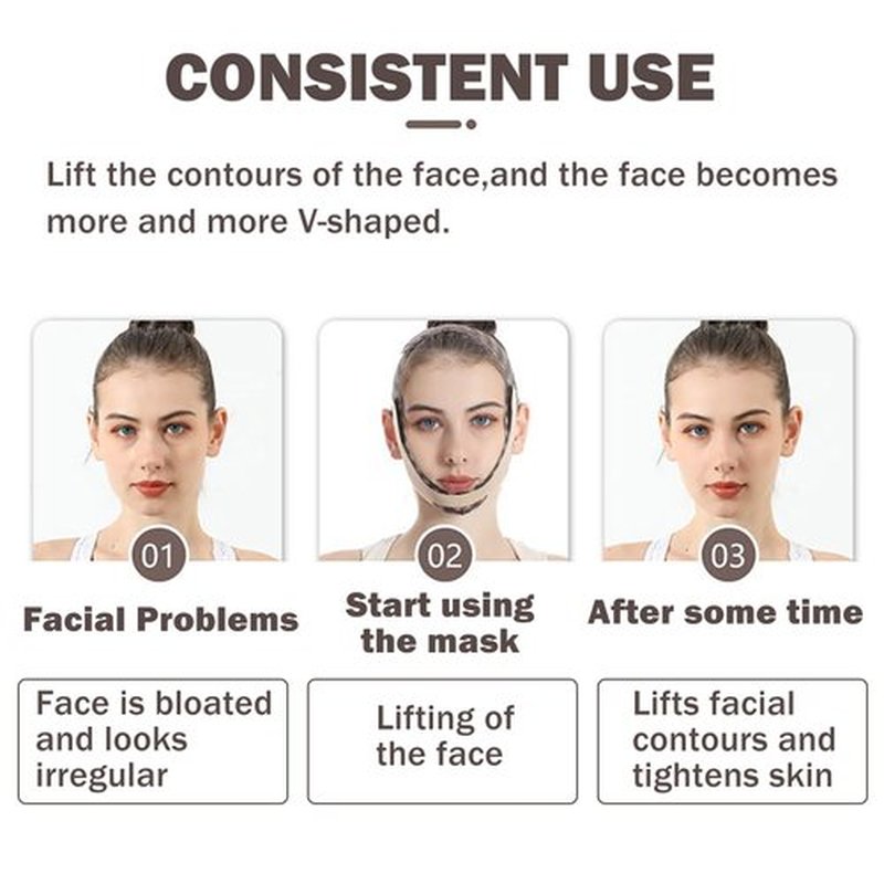V-Line Mask Chin Up,Double Chin Reducer,Mask V Shaped,Adjustable Chin Strap for Women,Ohyesbae Face Slimming V Line Lifting Mask,Jaw Exerciser (Brown)