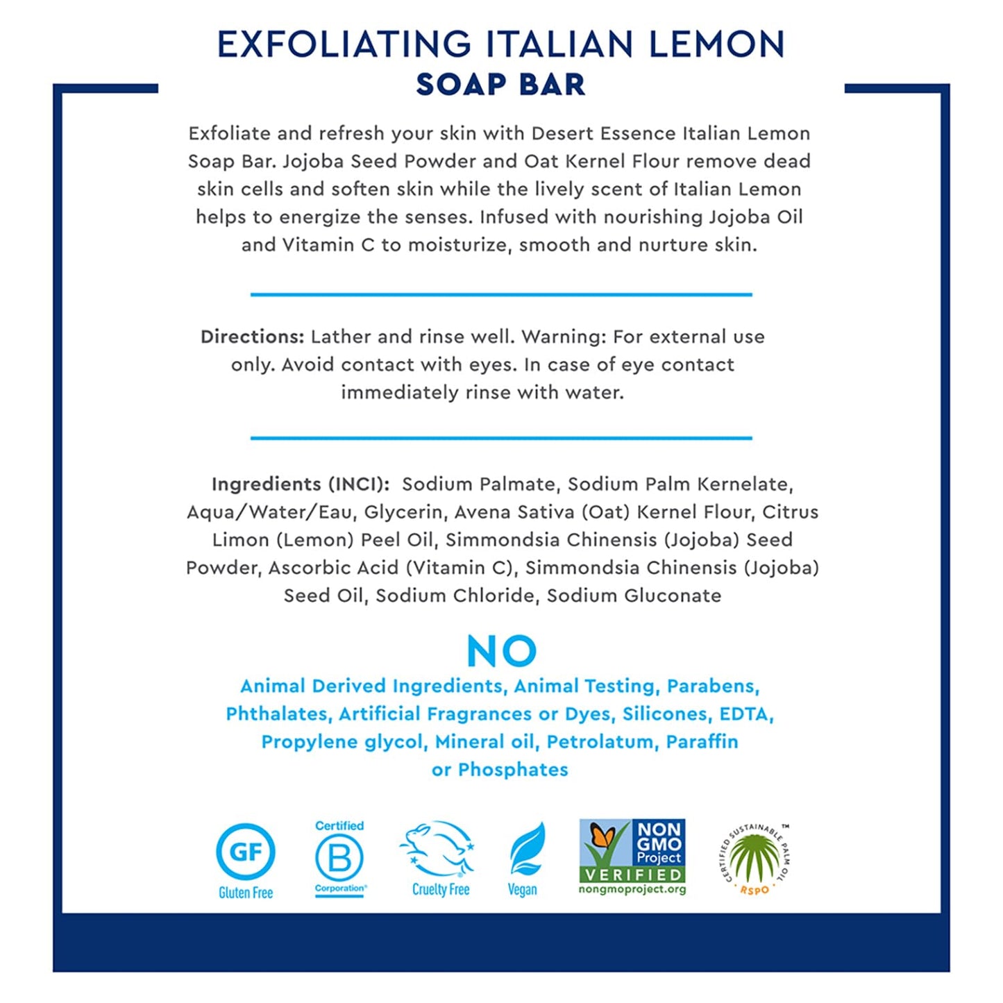 Desert Essence, Soap Exfoliating Italian Lemon Bar, 5 Ounce