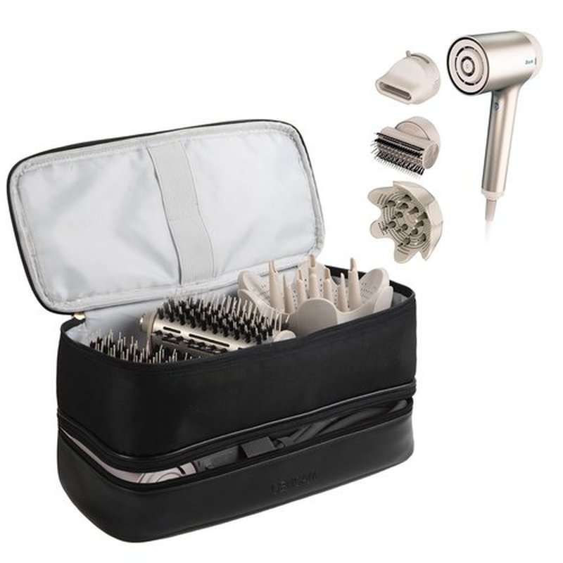 GENCAM Double-Layer Airwrap Travel Case for Shark Flexstyle, Carrying Case for Shark 430/440 Flexstyle, Travel Bag for Shark Flexstyle/Dyson Airwrap Styler and Attachments (Black)