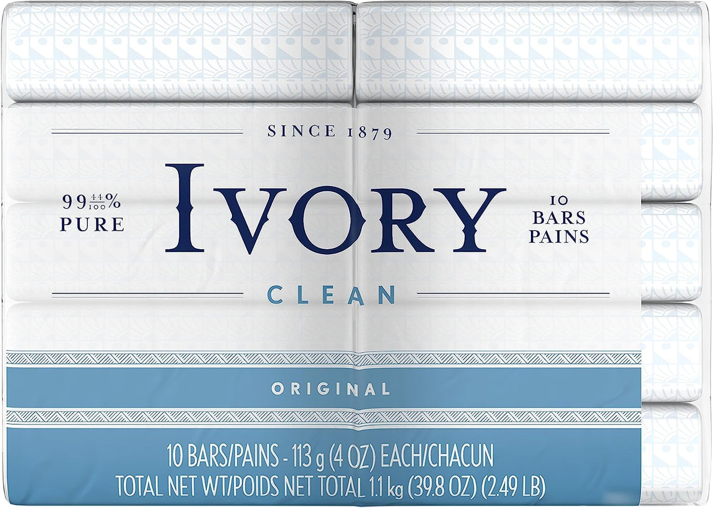 Ivory Gentle Bath Bar Soap, Designed for Whole Family, 99.44% Pure Formula w/Plant-Based Cleansers, Made Without Heavy Perfumes, Parabens or Phthalates, Original Scent, 4.0 oz (10 Count)