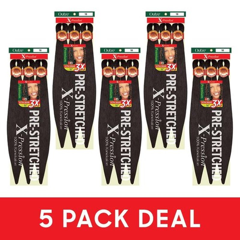 [5 PACK DEAL] Outre X-Pression Braid-Pre Stretched Braid 52" 3X 5 Packs (2T1B/350)
