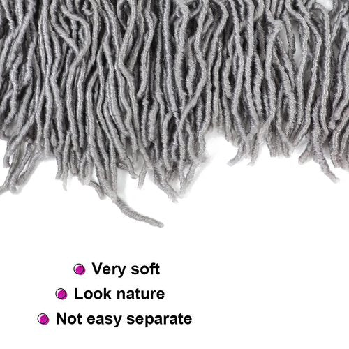 Youngther 24 inch Faux Locs Crochet hair Whole Strand 6 Packs Soft Locs Crochet Faux Locs Synthetic Crochet Braiding Hair Extensions (24 inch (Pack of 6), Grey)