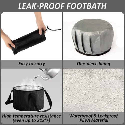 JSVSLTD 2 Pieces Foot Bath Basin 30L Collapsible Bucket, Portable Foot Soak Tub Feet Soaking Bucket for Outdoor Travel, Camping, Fishing（Black)