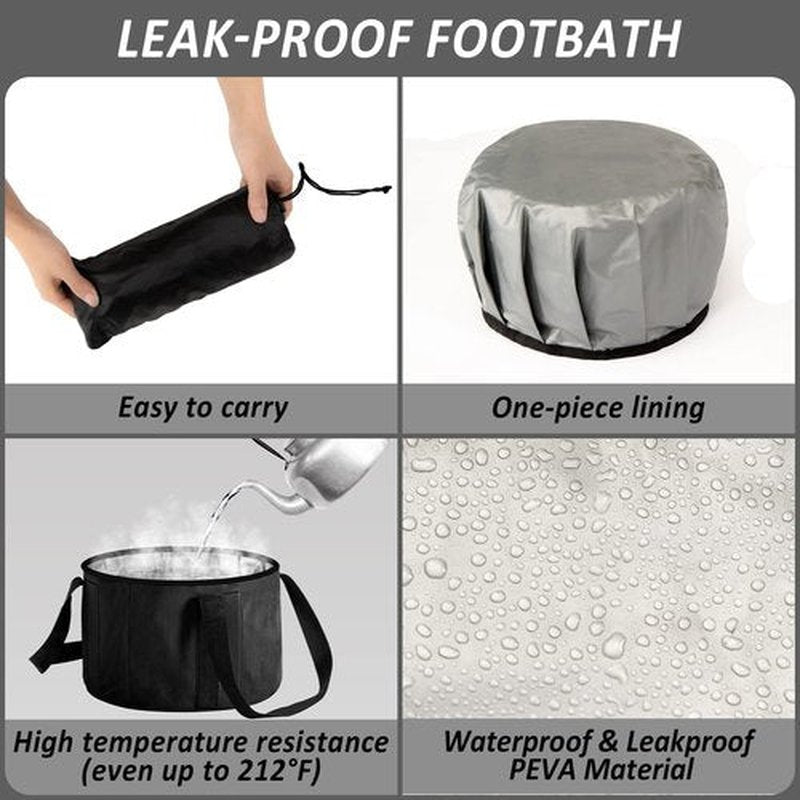JSVSLTD Foot Bath Basin 20L Collapsible Bucket, Portable Foot Soak Tub Feet Soaking Bucket for Outdoor Travel, Camping, Fishing(Black)