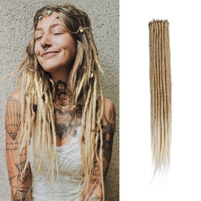 20 Inch Thin 0.6cm Dreadlock Extensions Soft Handmade Synthetic Dreads SE Brown to Blonde Braids Dreads Locs Extension 20 Strands/Pack