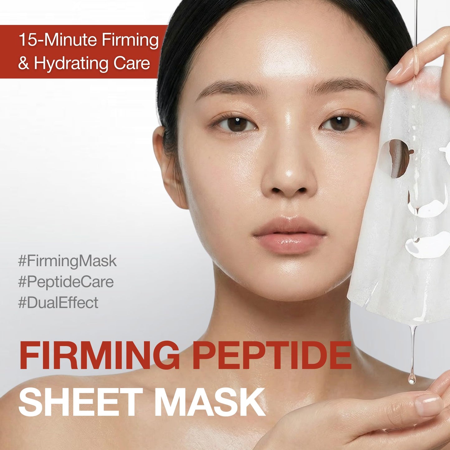 Dr.BRID C Dual Effect Face Mask - Firming & Hydrating Peptide Sheet Mask with Plant Stem Cells, Deep Moisture & Elasticity Boost for Dehydrated Skin, Korean Skin Care, 5 Sheets x 0.95 fl oz