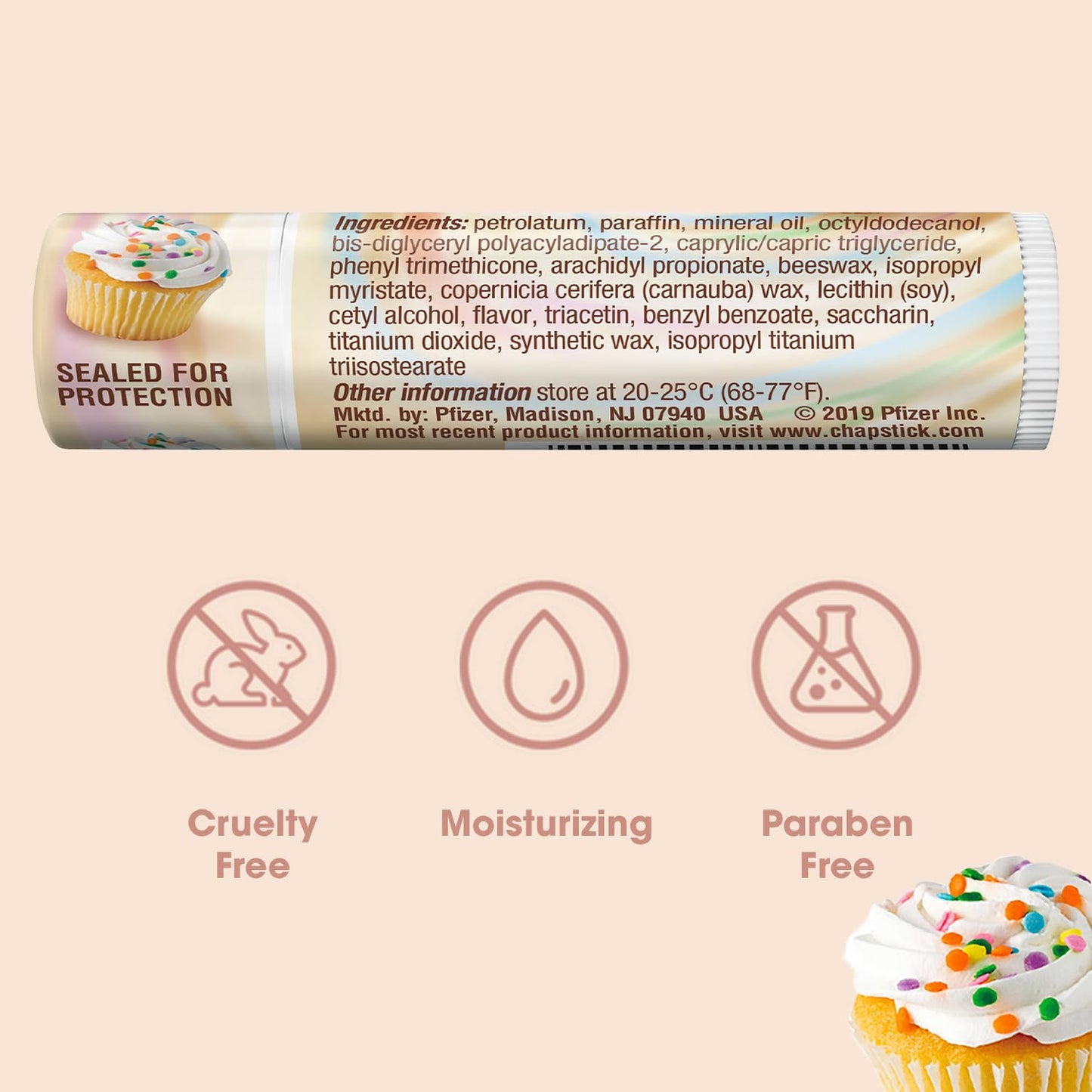 ChapStick Bulk Lip Balm, Cake Batter, 12-Pack – Delicious & Sweet Lip Moisturizer for Dry Lips, Birthday Gifts, Stocking Stuffers, 0.15 Oz Ea