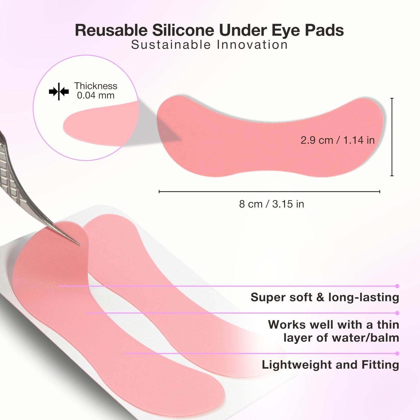 Curacoro Reusable Eye Pads, Silicone Under Eye Patches Lash Lift Cover Eyelash Extension | Soft Pads for Sensitive Skin during Eyelash Perm Lamination & Lash Extensions Remover (Black, Style 2)