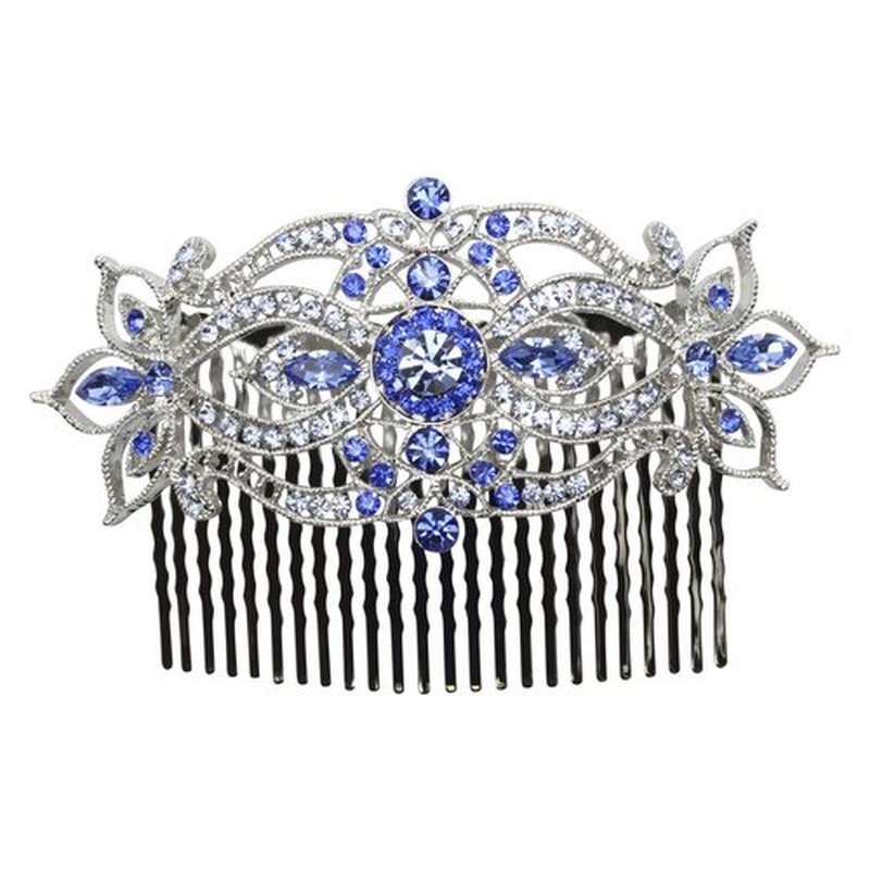 Faship Gorgeous Blue Large Big Floral Hair Comb