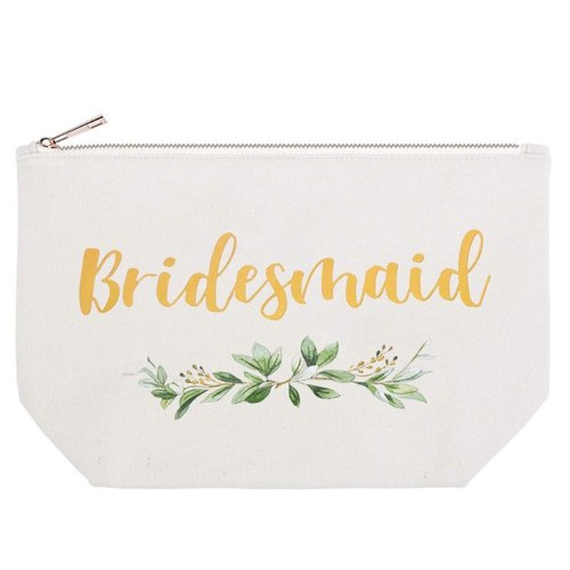 ELEGANTPARK Bridesmaid Gifts Bridesmaid Makeup Bag Wedding Party Cosmetic Bag Bridal Shower Gifts Canvas Gold Script