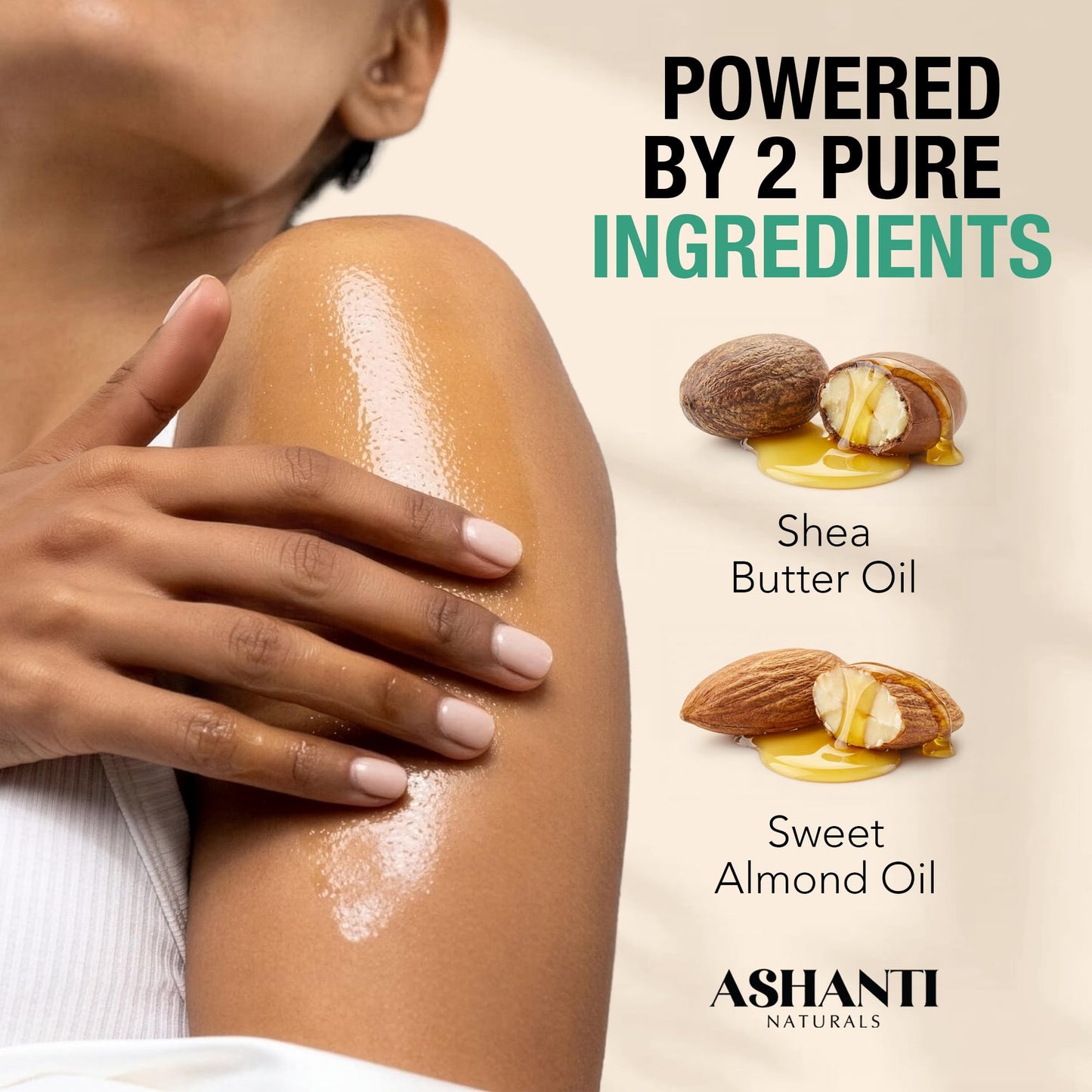 Ashanti Naturals Pure Shea and Sweet Almond Oil for Hair and Skin | Moisturizing Body Oil for Dry Skin, Scalp and Hair [Fragrance: Fragrance Free, 4 oz]