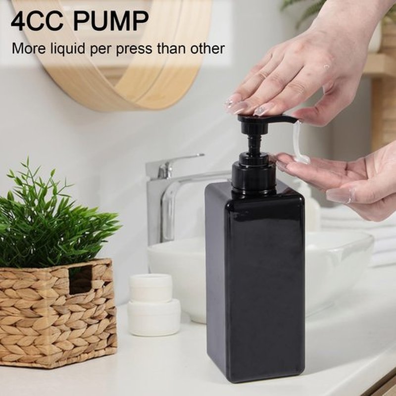 Yebeauty Pump Bottle Dispenser, 22oz 650ml Empty Plastic Shampoo Pump Dispenser Shower Soap Dispenser Refillable Liquid Containers for Conditioner Body Wash, Bathroom Kitchen, 2 Pack Black