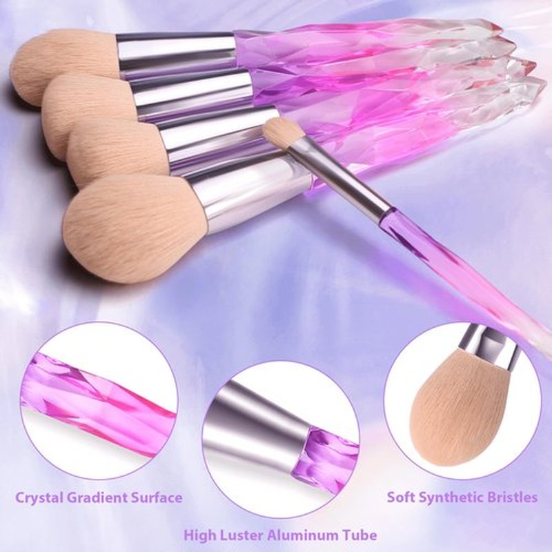 DUAIU Makeup Brushes 15pcs Premium Synthetic Bristles Crystal Handle Set Kabuki Foundation Brush Face Lip Eye Makeup Brush Sets Professional with Starry Gift Box (Pink)