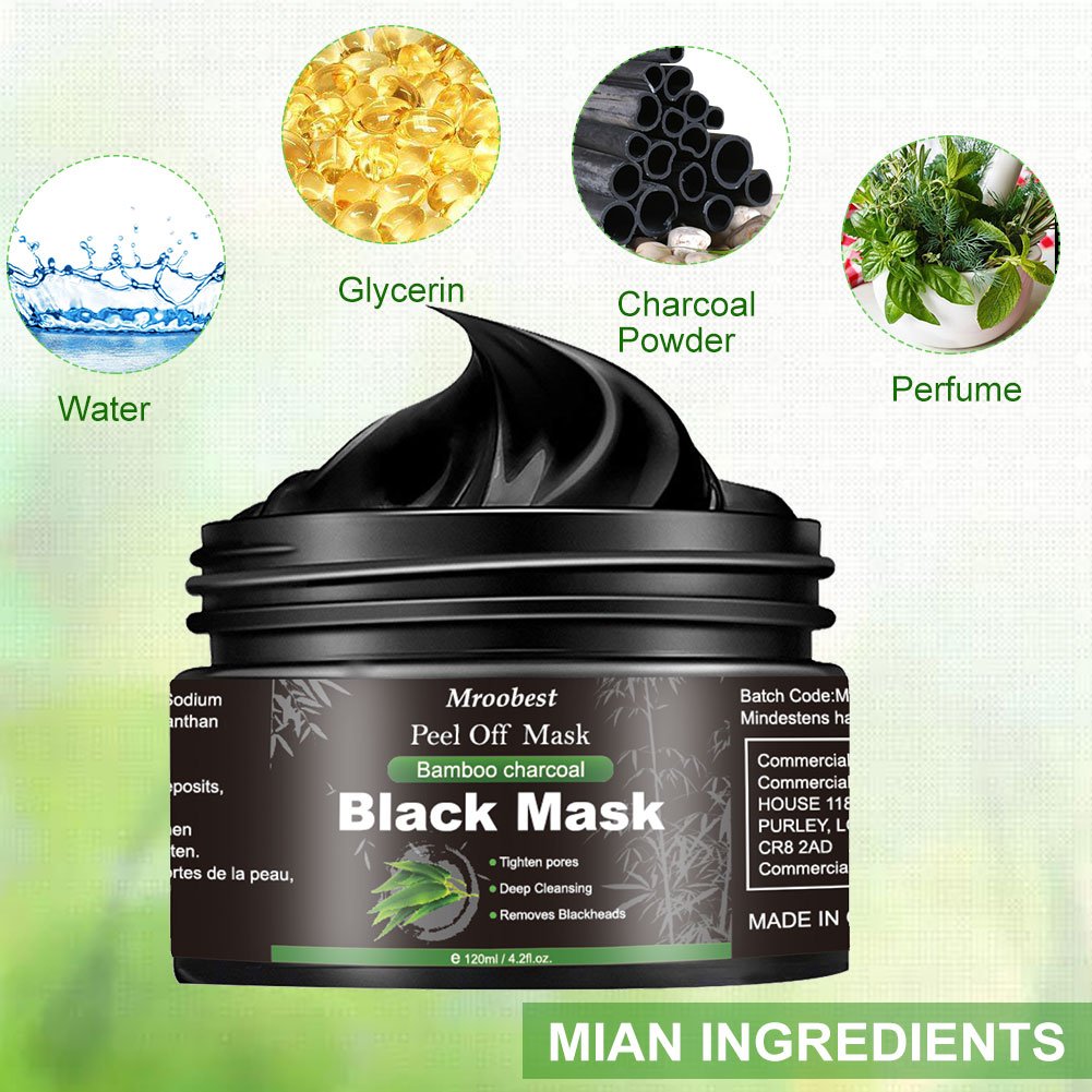 Mroobest Blackhead Remover Mask for Face, Peel Off Face Mask, Charcoal Face Mask, Purifying and Deep Cleansing Skin, for All Skin Types, 120ml