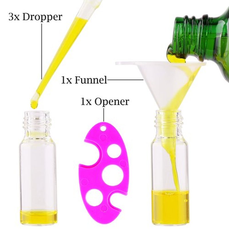 MaxMau Pack of 100,5ml Clear Glass Roll on Bottle Essential Oil Roller Bottles with Stainless Steel Roller Balls and Golden Painted Lids for Daily Aromatherapy Sample Test Travel