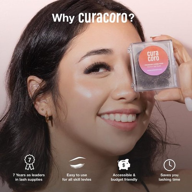 Curacoro Promade 500 Fans - Handmade Volume Promade Eyelashes Fans, 3D To 16D, C CC D DD L M Curl, Thickness 0.03~0.1mm, 8-20mm Length, Professional Long-Lasting Promade Lash Fans (10D-0.03 DD, 10 mm)