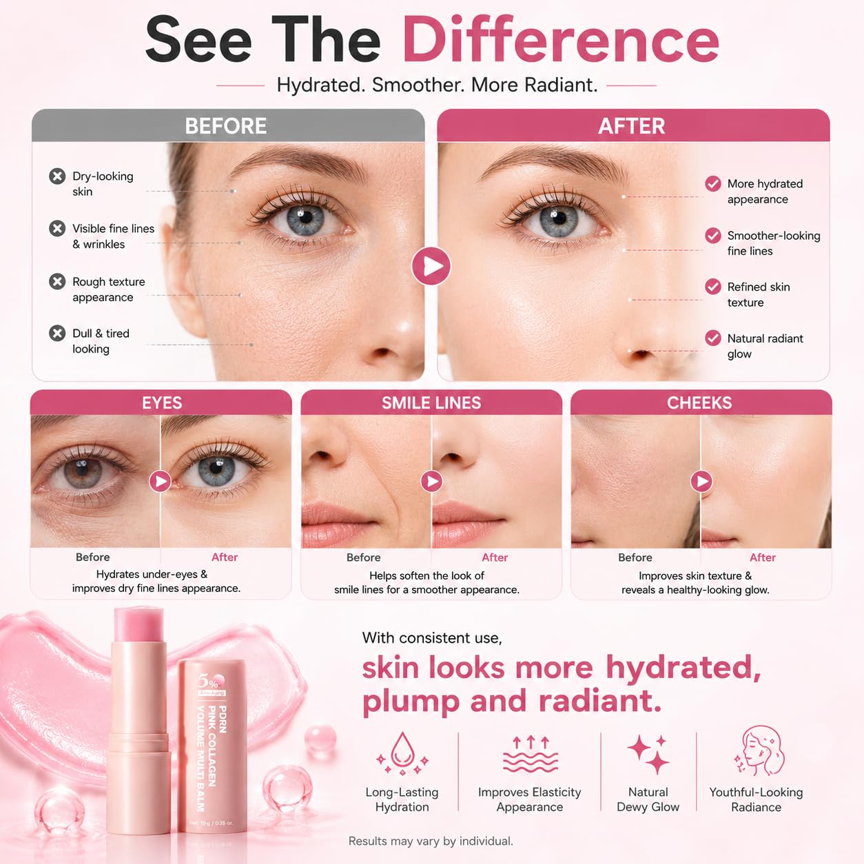PDRN Pink Collagen Volume Multi Balm Stick, 0.35 oz