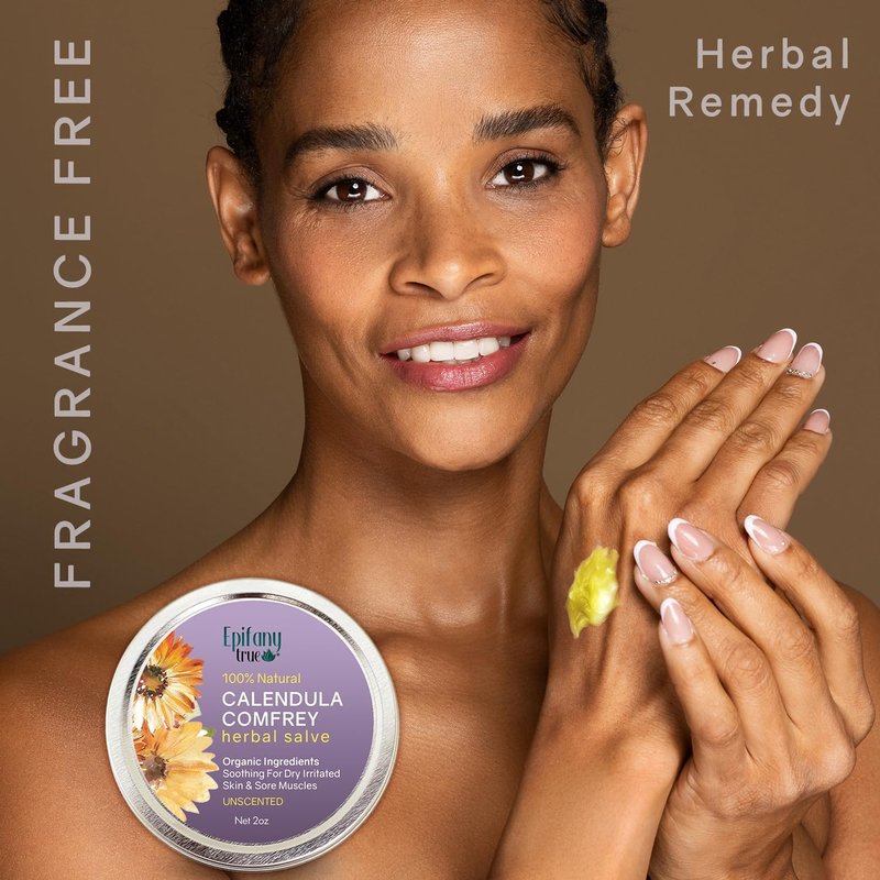 Calendula Salve 2oz - Natural Herbal Balm for Dry Skin, Eczema & Itch Relief | Fragrance-Free 2-Pack