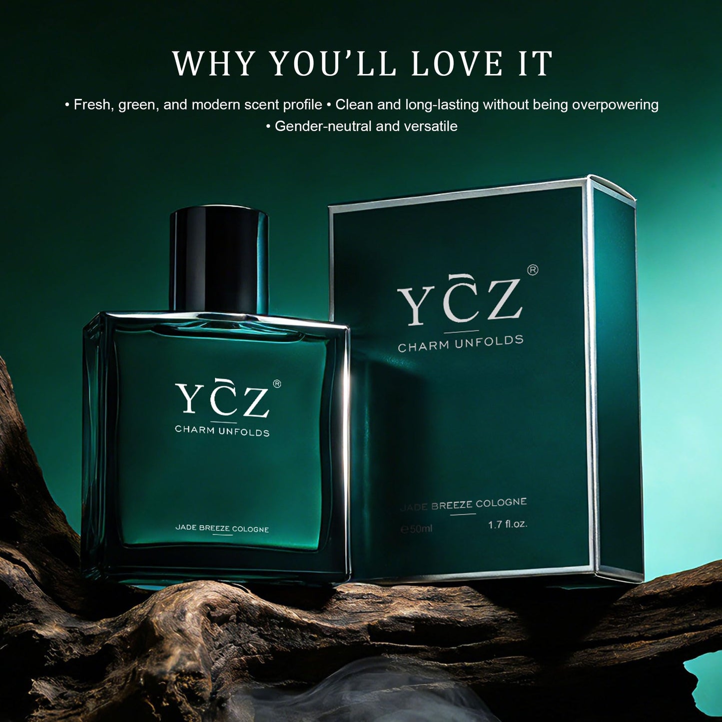 YCZ JADE BREEZE Cologne for Men – Aromatic Citrus Fragrance with Lemon, Verbena & Fresh Tea Notes, Amber & Musk Base, Long-Lasting Eau de Parfum Showcasing Unique Taste for Daily Wear, Office & Casual
