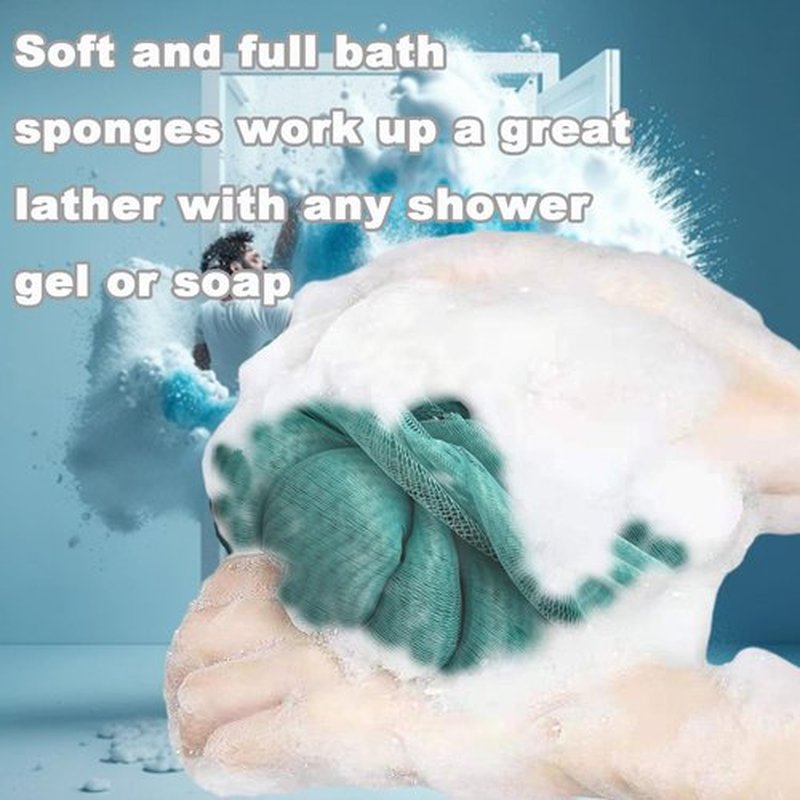 Large 85g Blue Bath Loofah Sponge Loofa Luffas Shower Puff Pouf Ball Exfoliating Body Back Scrubber for Men&Women