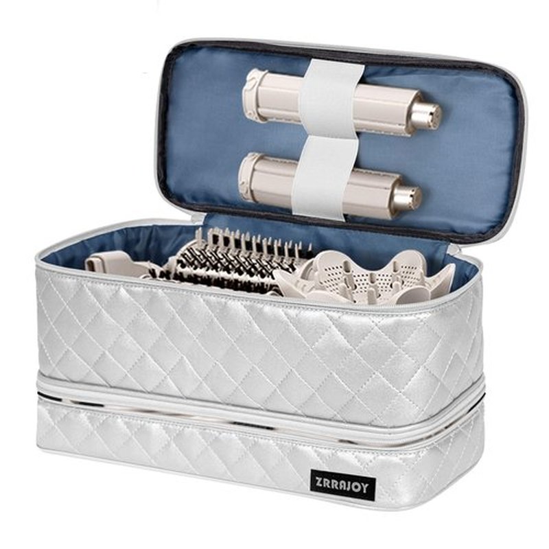 ZRRAJOY Double Layer Storage Case For Shark Flexstyle, Travel Carrying Case For Shark 430/440 Flexstyle, Organizer Bag For Shark Flexstyle/Dyson Airwrap Styler Attachments (Silver)