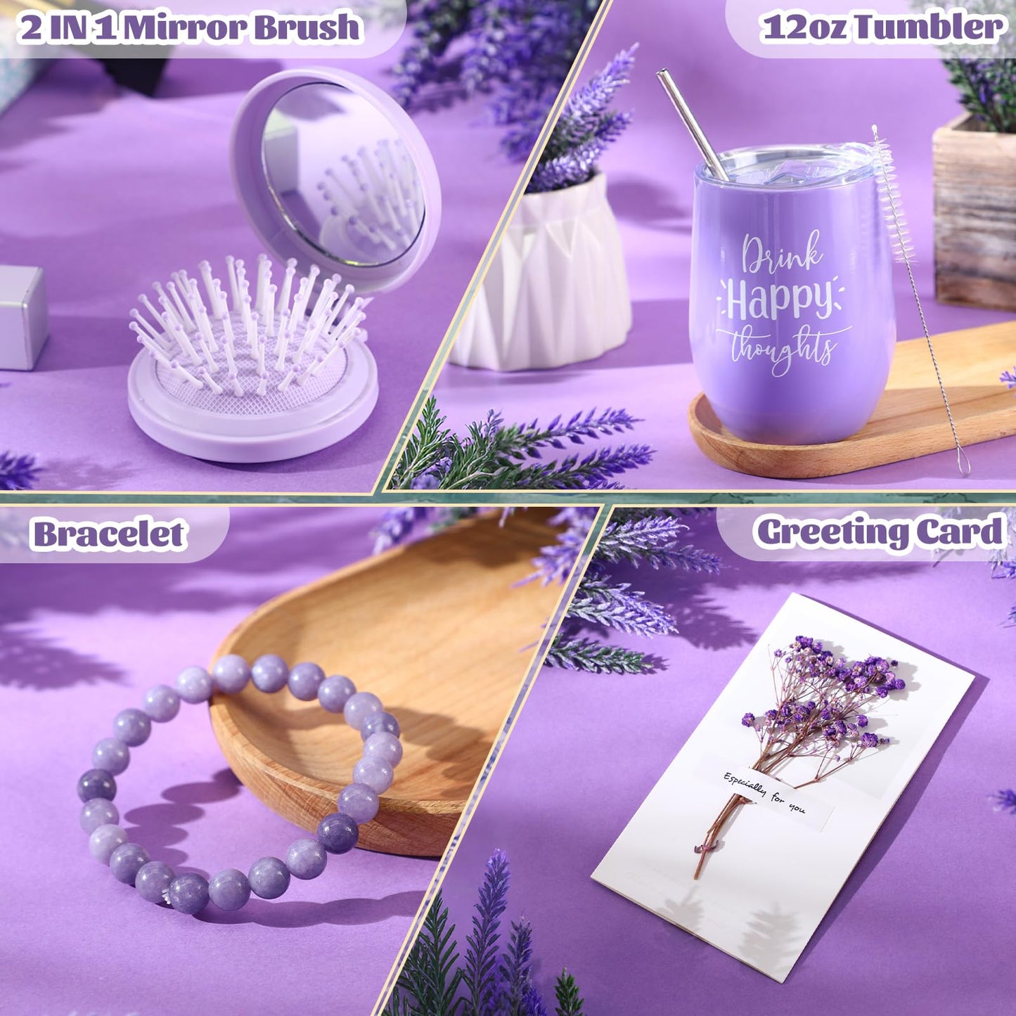 Nuogo 11 Pcs Birthday Gift for Women Mother Gifts Set Spa Gift Baskets for Women Get Well Care Package for Mom Her Wife Friend(Purple)