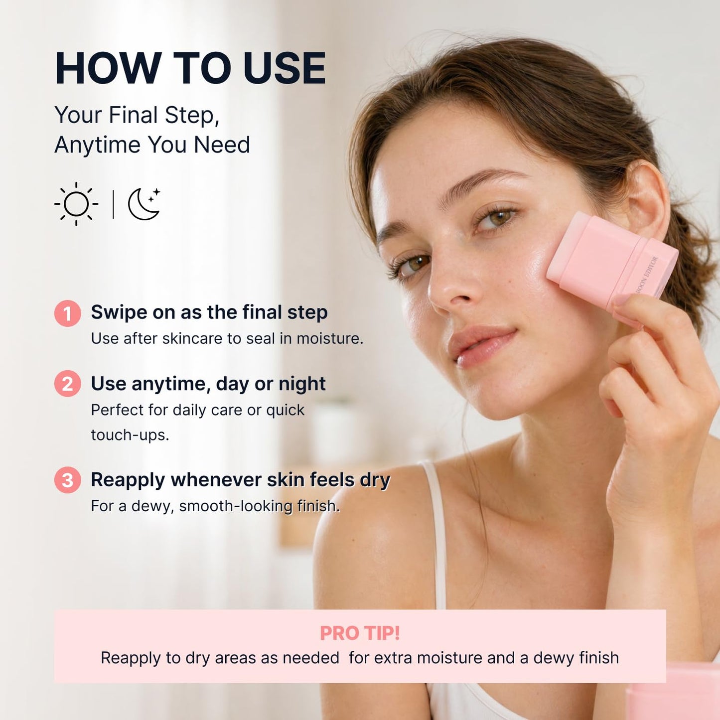 SUNGBOON EDITOR Pink PDRN & Volufiline Multi Balm Stick, Niacinamide, Collagen Wrinkle Stick, All-in-One Plumping & Hydrating Balm for Face, Eyes & Neck, Dewy Glow Skin, Korean Skincare, 0.35 Oz