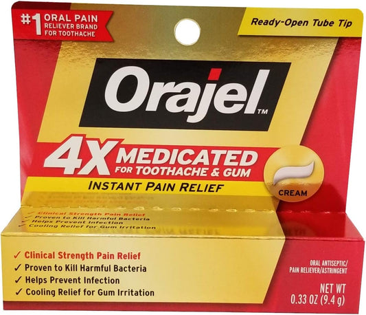 Orajel Instant Toothache & Gum Pain Relief Medicated Cream - Value Pack of 6