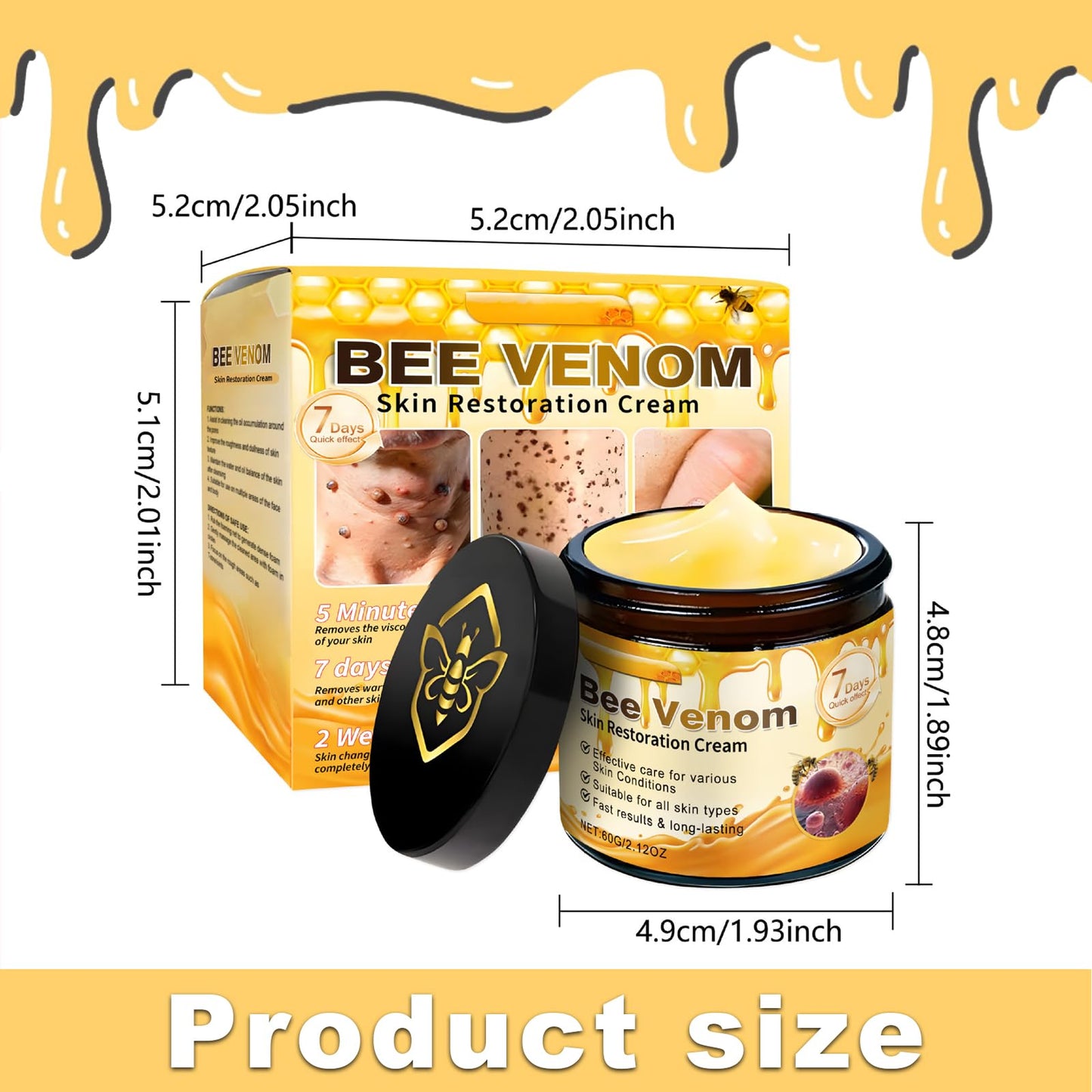 Charunee 2PCS Bee Venom Skin Restoration Cream, Bee Venom Comprehensive Cream, Natural and Safe, Firming Skins for All Skins Types