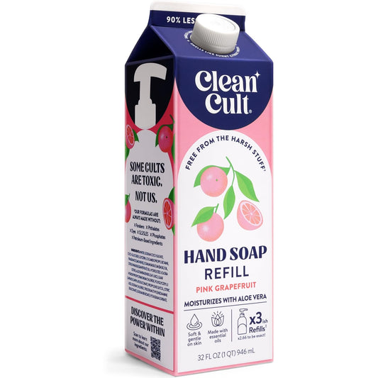 Cleancult Liquid Hand Soap Refill - Pink Grapefruit | Moisturizing Aloe Vera Formula - Eco-Friendly 32 oz
