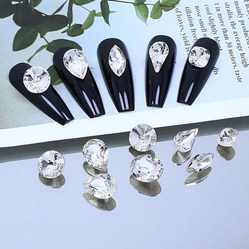 DONGZHOU 72pcs Mix Shape Crystal Nail Art Rhinestone Gems Point Back Fancy Stone Sew On Rhinestone Loose Crystal Sewing for Clothing Wedding Dress Nail Art Shoes Bags DIY Crafts