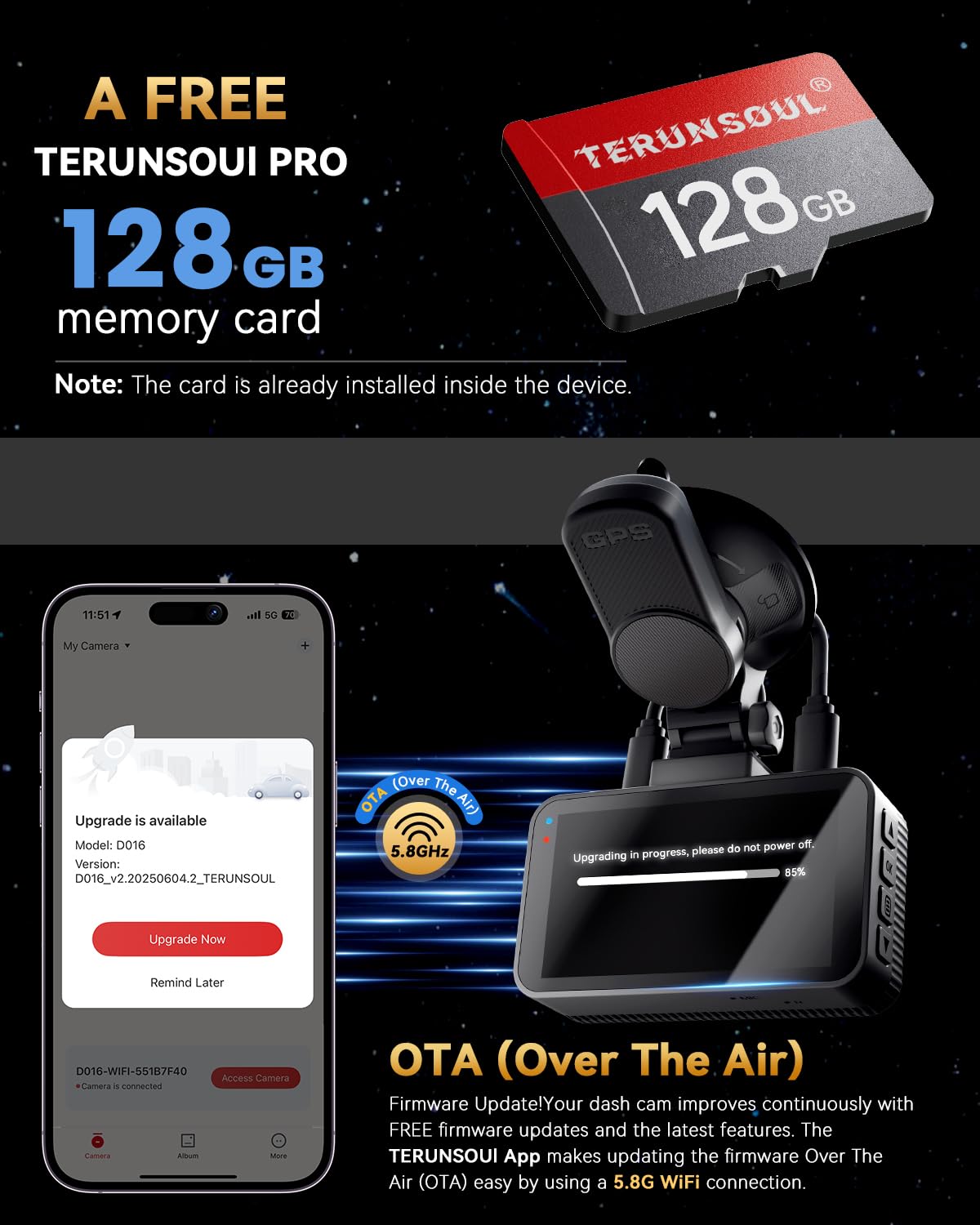 TERUNSOUl 1K+1080 Dash Cam, 2 pcs in-Visor Mounted