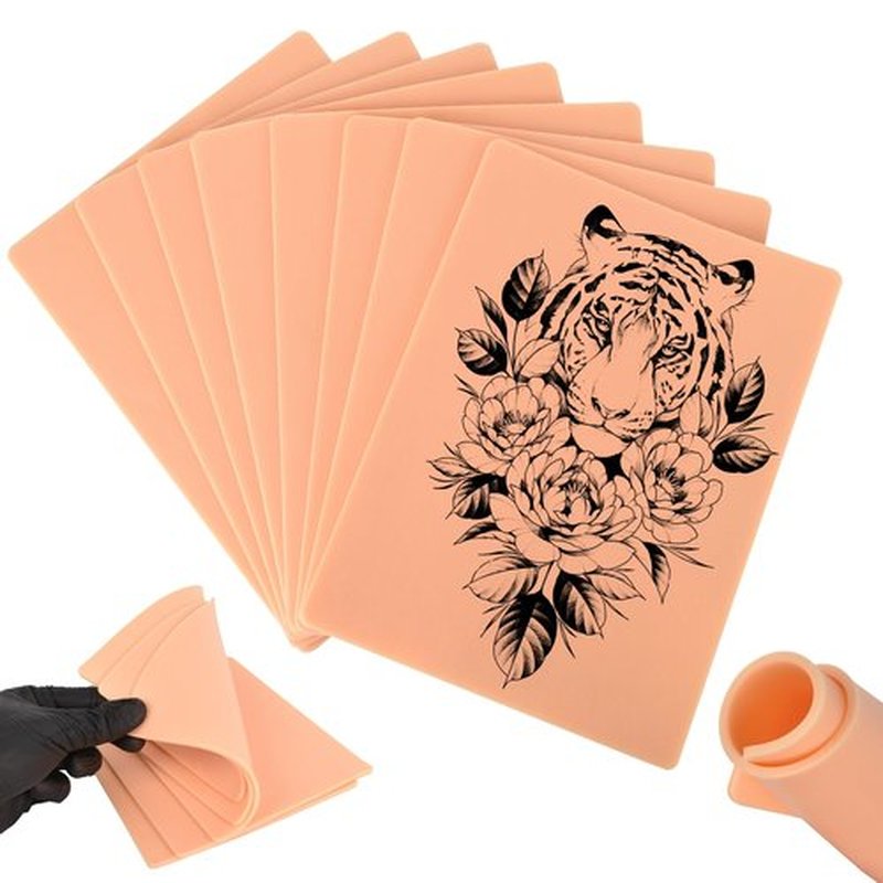 3MM Tattoo Practice skin - 10pcs Double Sides Thick Fake Skin Tattoo Skin for Practicing,Soft Silicone Tattoo Eyebrow Practice Skins for Beginner & Experienced Tattoo Artist…