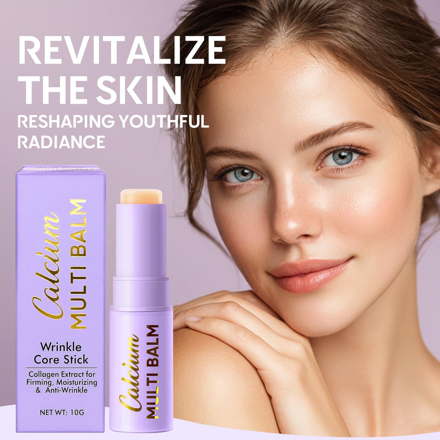 Calcium Multi Balm Stick - Collagen Moisturizing Cream Stick for Hydrating and Firming - Suitable for Eyes, Neck, and Face