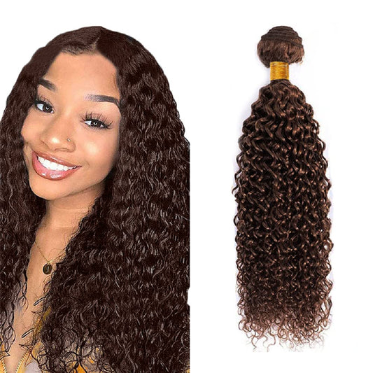 Brown Bundles Color #4 Kinky Curly Human Hair Bundles 24 inch 8A Grade Brazilian Unprocessed Virgin Hair Single Bundle Light Brown Curly Bundles Human Hair Weave for Black Women