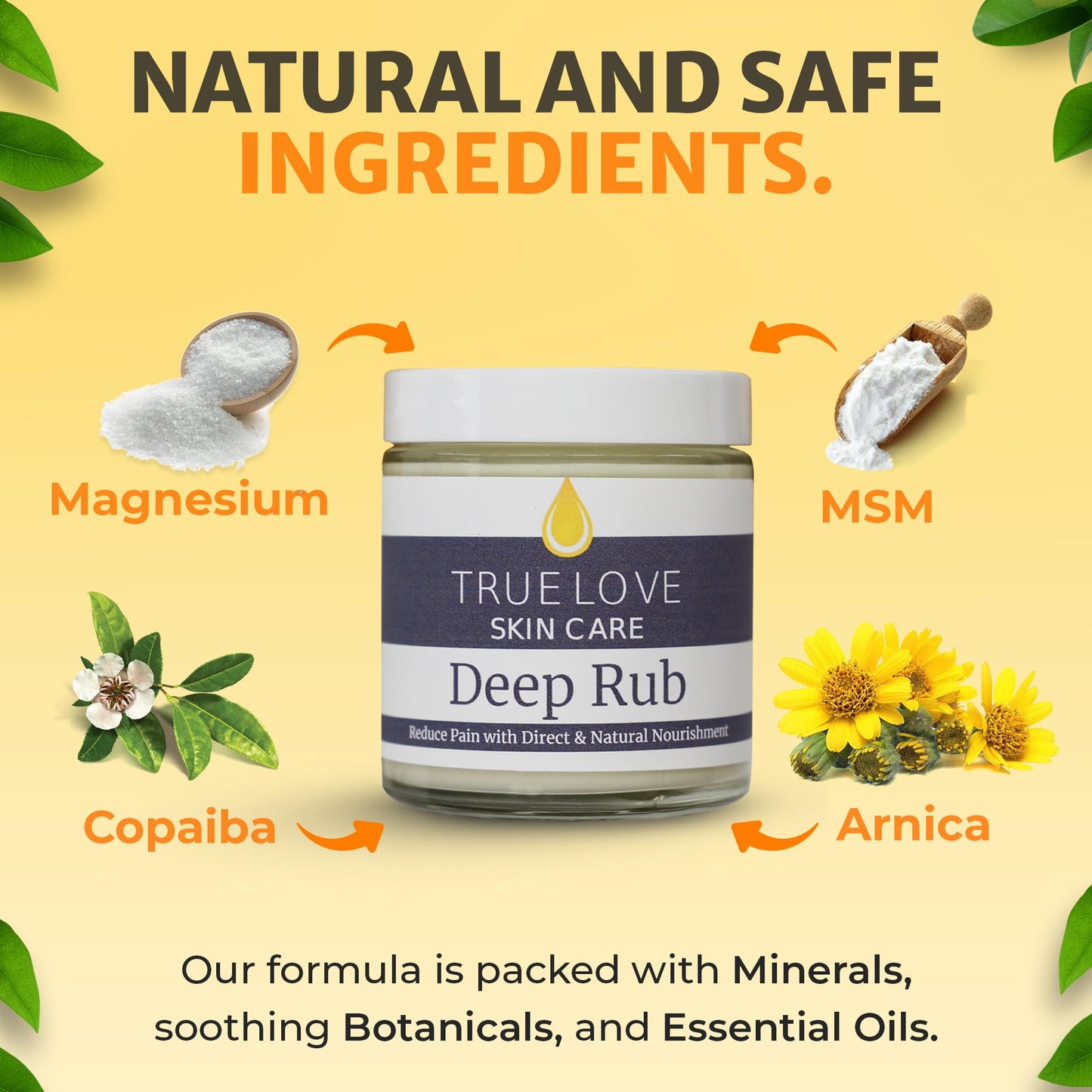 True Love Deep Rub Pain Cream – Extra Strength Pain Relief Cream with All Natural Ingredients for Muscle Soreness, Joint Pain, and Stiffness – Non-Greasy, Long-Lasting Comfort, 2 oz