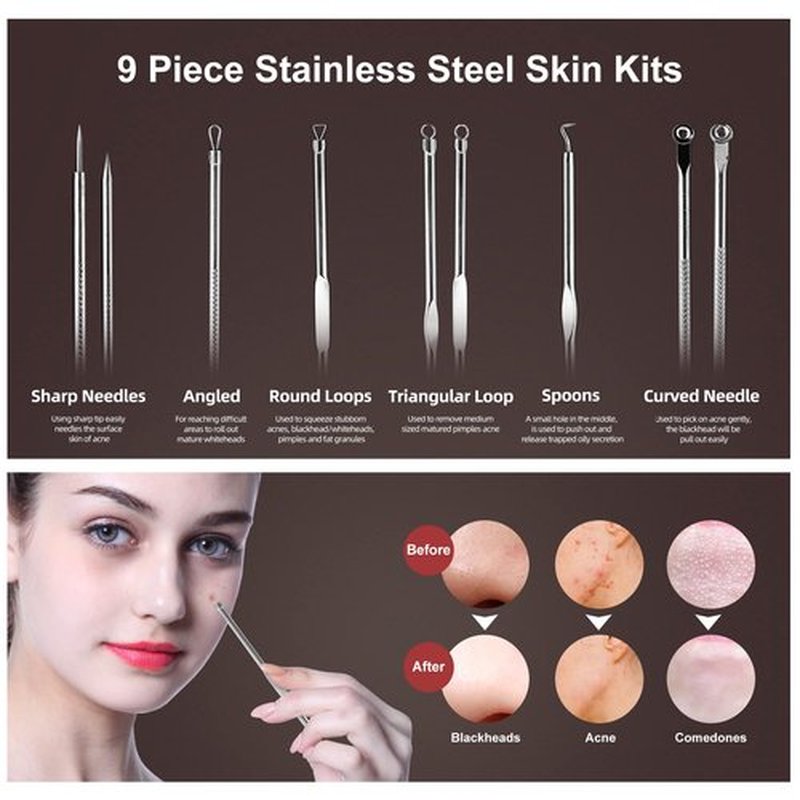 Newbealer Facial Steamer, Mini Aroma Face Steamer, Nano Ionic Hot Mist Facial Humidifier Atomizer, Home Sauna Spa Sprayer Moisturizing Cleansing Pores, 9 Pieces Acne Remover Kit (Pink-Gold, 160ml)