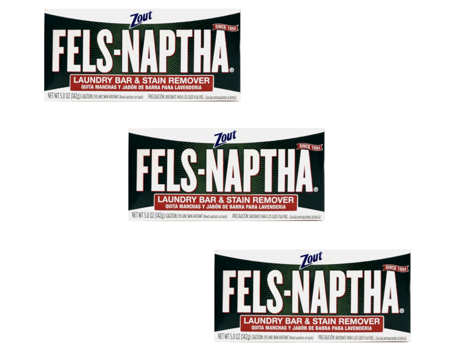 Fels Naptha Laundry Soap & Stain Remover Bar, Pack of 3