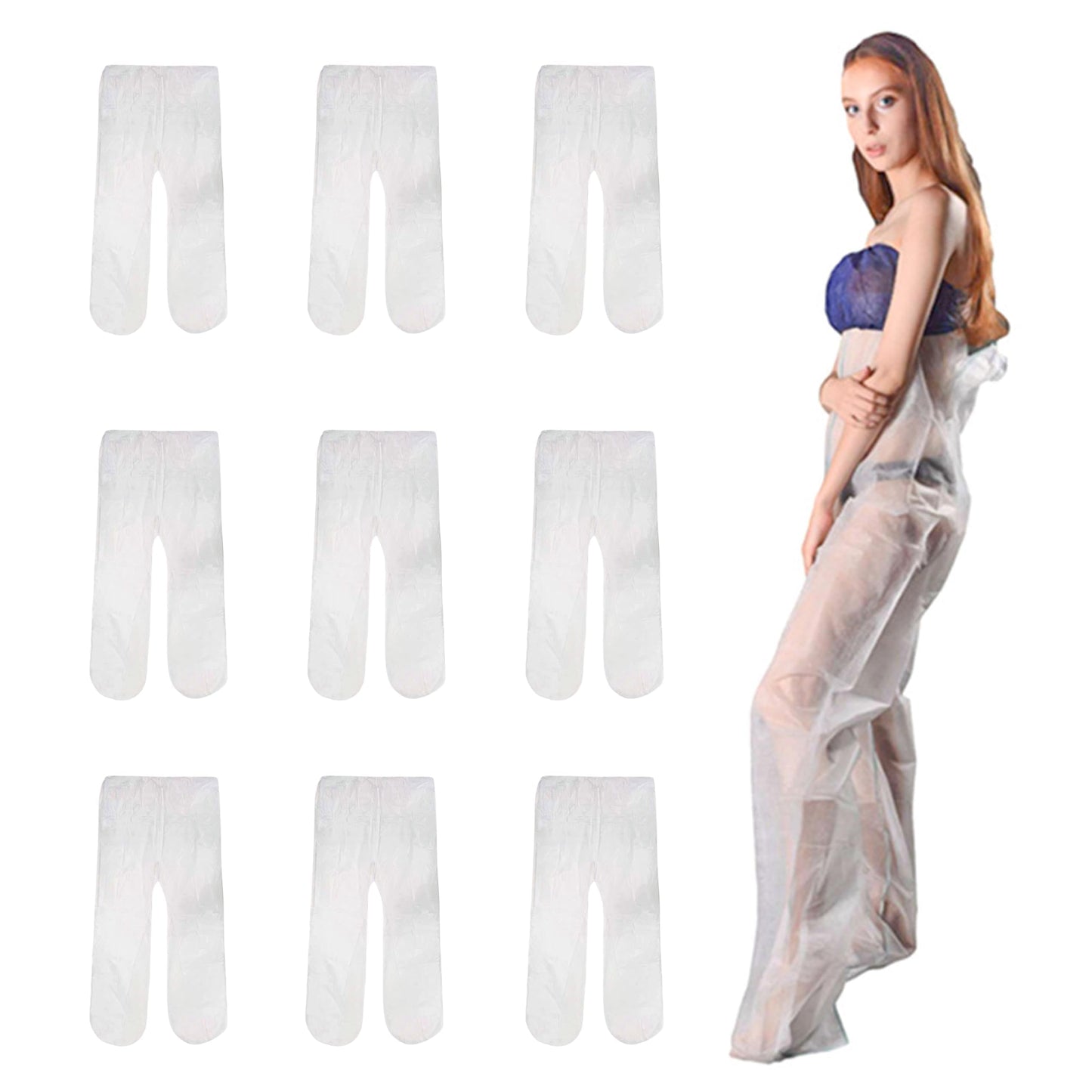 Elitzia Disposable Non-Woven Protective Long Pants Yoga Sauna Pants for Spa Beauty Breathable Tear-Resistant ETDSLP01 (Pack of 10) White