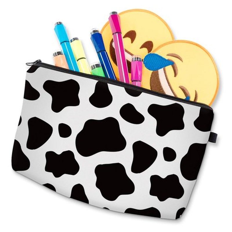 LOOMILOO Small Makeup Bag Black-White Cow Color Printed Cosmetic Bag for Purse Womens Pouch Organizer Bags for A Gift(52558)