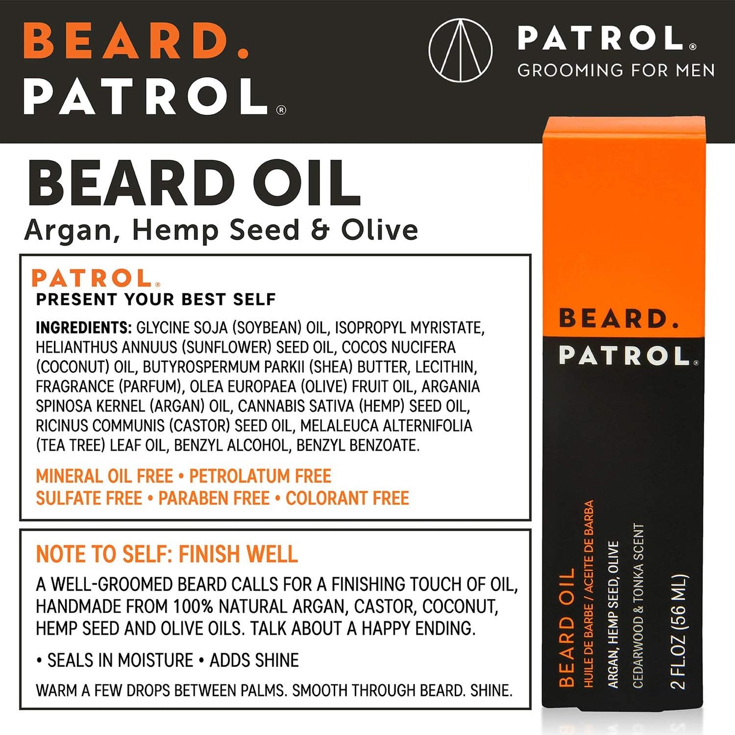 Bump Patrol Beard Patrol Beard Oil for Men – Natural Grooming Serum and Mustache Conditioner, Softens, Smooths and Strengthens Growth, Cedarwood and Tonka - 2 fl oz - Pack 1
