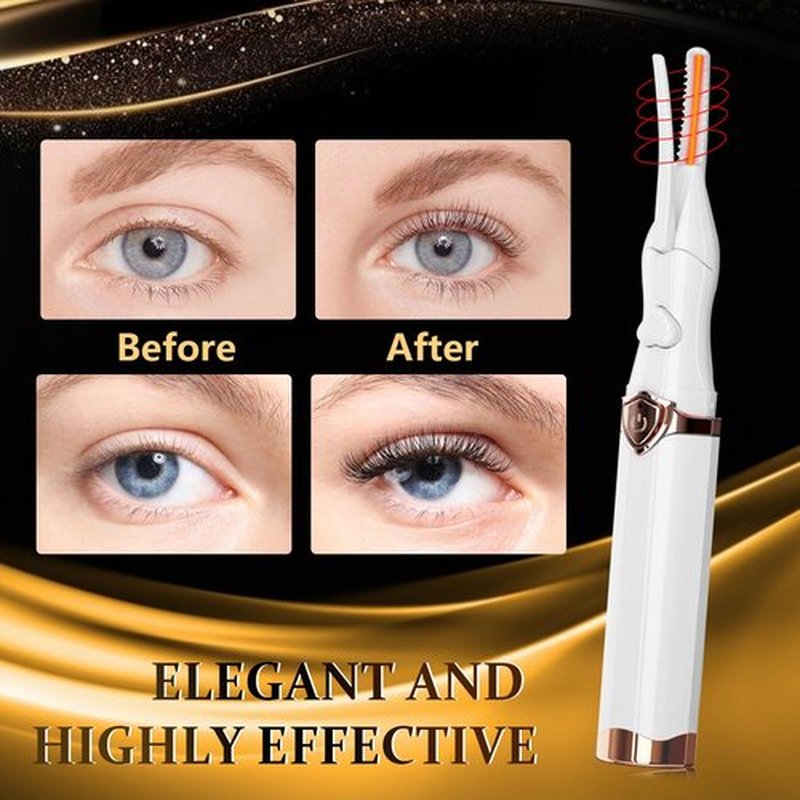 Heated Eyelash Curler - Fast Heat up in 8s - 3 Heat Modes with USB Rechargeable - Electric Eyelash Curler - 24 Hours Long Lasting (Beige)