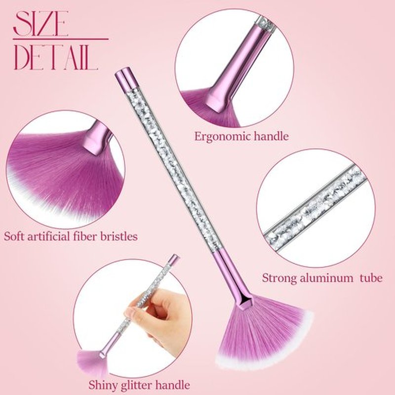 Maitys 9 Pieces Facial Brushes Fan Mask Brushes, Soft Facial Applicator Brushes Tools for Peel Glycolic Mask Makeup for Mud Cream (Purple, Silver)